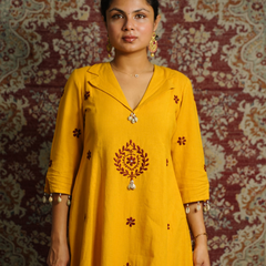 ROOP-Handcrafted Chikankari Flared Dress &Palazzo (Pre Launch)