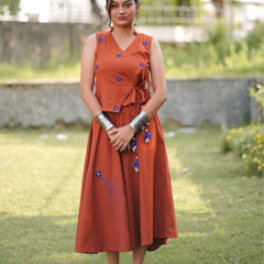 Rangoli — Cotton Flax Embroidered Skirt & Wrap Top Set