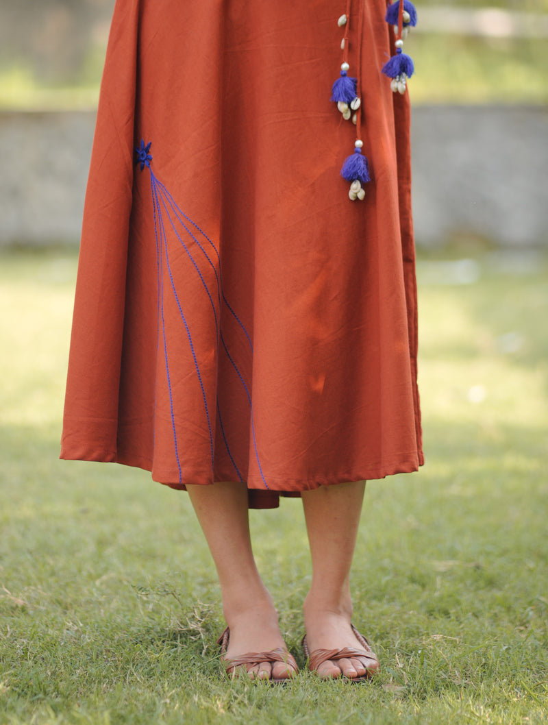 Rangoli — Cotton Flax Embroidered Skirt & Wrap Top Set