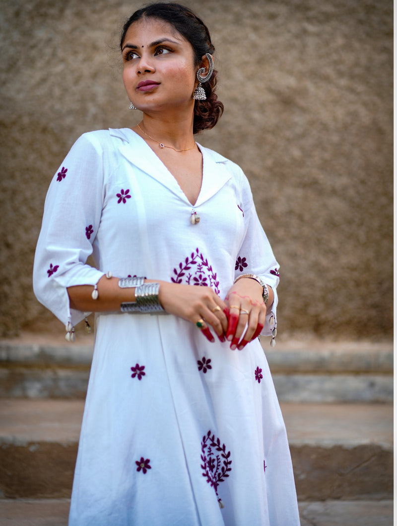 Nayika — Handcrafted Chikankari Flared Dress & Palazzo