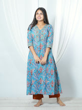 Agrima Hand Block Printed Mul Cotton Kurta cum Dress Embellished With Hand Embroidery