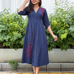 Cotton Flax Neelpari Pleated Dress