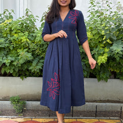 Cotton Flax Neelpari Pleated Dress