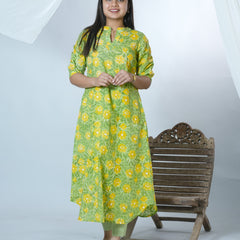 Hand Block Printed Dress Styled Sanganeri Block printed Kurta