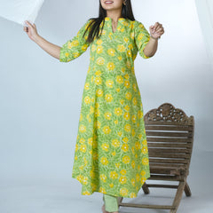 Hand Block Printed Dress Styled Sanganeri Block printed Kurta