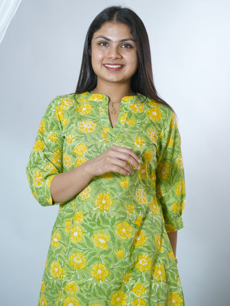 Hand Block Printed Dress Styled Sanganeri Block printed Kurta