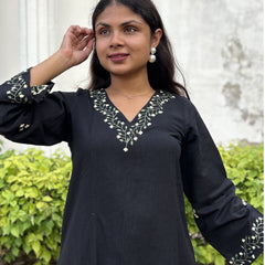 Black Chikankari Kurta Pant Set