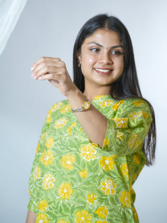 Hand Block Printed Dress Styled Sanganeri Block printed Kurta