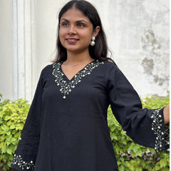 Black Chikankari Kurta Pant Set