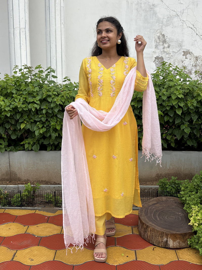 Yellow Kota Doriya Suit Set