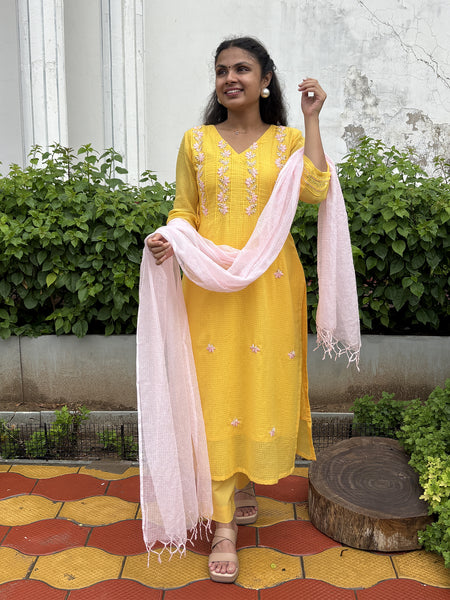 Yellow Kota Doriya Suit Set