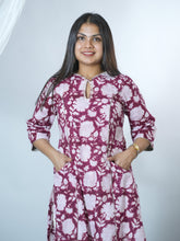 Anika Hand Embroidered (Neck) Hand Block Printed Sanganeri Kurta with Stylish Pocket