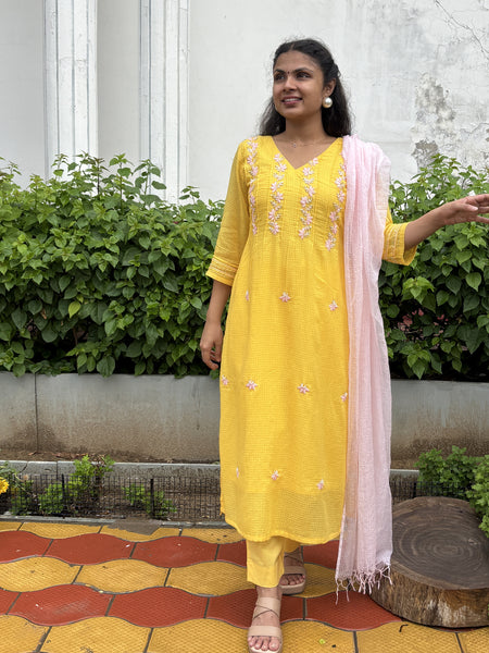 Yellow Kota Doriya Suit Set