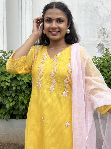 Yellow Kota Doriya Suit Set