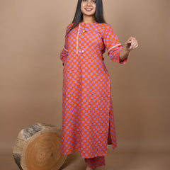 Tishya Hand Block Printed Co-ord Set Embellished With Hand Embroidery