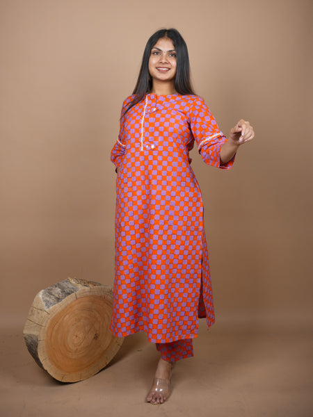 Tishya Hand Block Printed Co-ord Set Embellished With Hand Embroidery