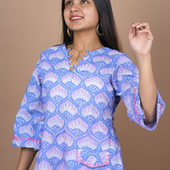 Tanmayi Hand Block Printed Kurta Embellished With Contemporary Embroidery and Style