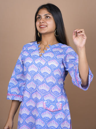 Tanmayi Hand Block Printed Kurta Embellished With Contemporary Embroidery and Style