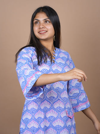 Tanmayi Hand Block Printed Kurta Embellished With Contemporary Embroidery and Style