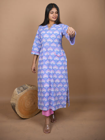 Tanmayi Hand Block Printed Kurta Embellished With Contemporary Embroidery and Style