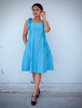 Neelara Gingham Cotton Flora Aqua Dress