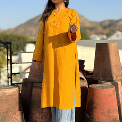 Mustard Pakistani Fit Workwear South Cotton Kurta