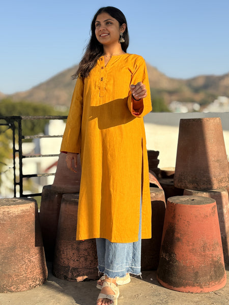 Mustard Pakistani Fit Workwear South Cotton Kurta