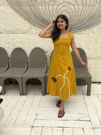 Applique Detailed Sunshine Bloom Dress