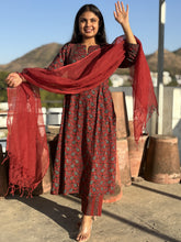 Red Maroon Kurta Dupatta Set