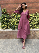 Chikankari Hand Embroidery Blush Berry Dress