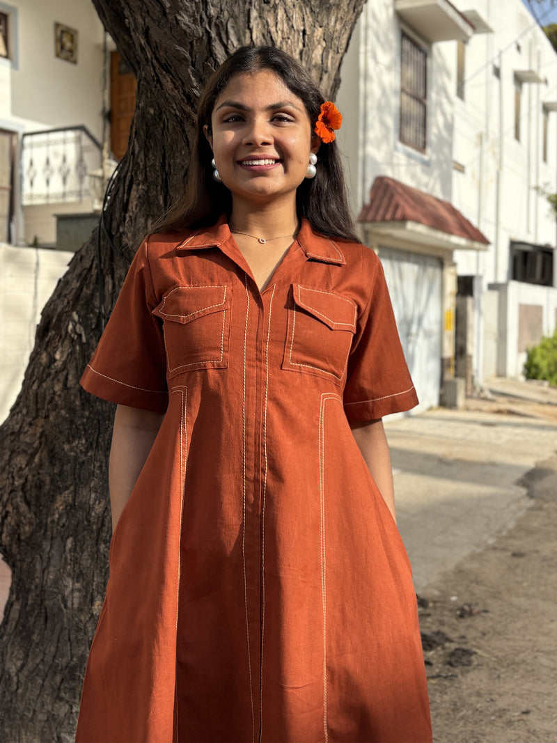 Rust Fusion Flair Dress