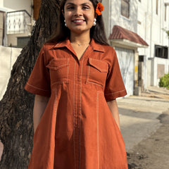 Rust Fusion Flair Dress