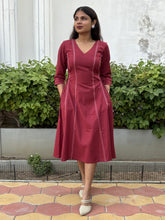 Maroon Elegance Panel Dress