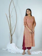 Charita Sanganeri Hand Block Printed Straight Fit Kurta Detailed With Hand Embroidery