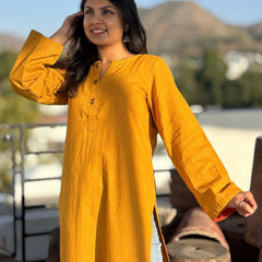 Mustard Pakistani Fit Workwear South Cotton Kurta