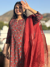 Red Maroon Kurta Dupatta Set