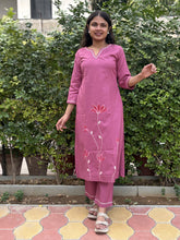Pink Floral Embroidered Kurti With Pants