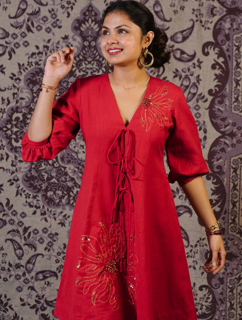 Surajmukhi Red Hand Embroidered Co-ord Set with Palazzo