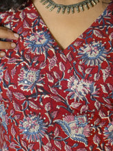 Arika Hand Block Printed Angrakha Style Kalamkari Kurta