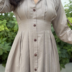 Cotton Soft Sand Shirt Dress