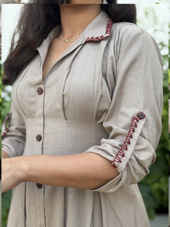 Cotton Soft Sand Shirt Dress