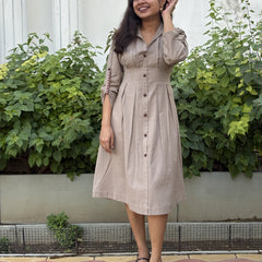 Cotton Soft Sand Shirt Dress