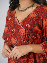 Drishti Hand Block Printed Side Kali Angrakha pattern Kurta