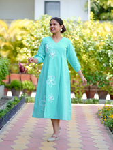 Mint Bloom Gingham Cotton Dress