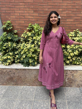 Chikankari Hand Embroidery Blush Berry Dress