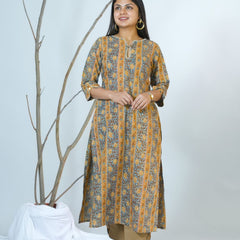 Darika Sanganeri  Border Hand Block Printed Straight Fit Kurta