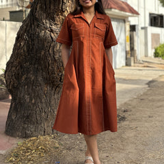 Rust Fusion Flair Dress