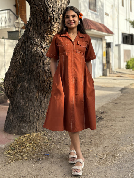 Rust Fusion Flair Dress