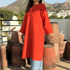 Pakistani Orange Red South Cotton Kurta