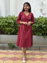 Maroon Elegance Panel Dress
